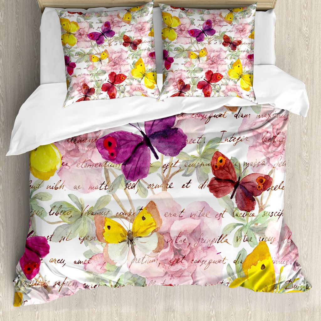 ABAKUHAUS Bunt Bettbezugs Set Für Doppelbetten, Liebesbriefe Romantisch, Milbensicher Allergiker geeignet mit Kissenbezügen, Mehrfarbig