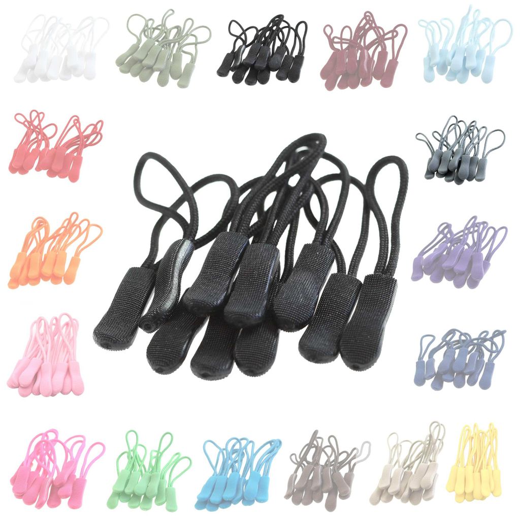 10 Zipper Schlaufen für Reißverschlüsse schwarz