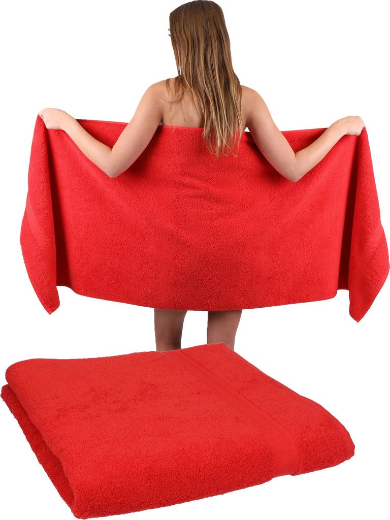 Betz 2 Stück Saunatücher 70 x 200 cm PREMIUM 100% Baumwolle Badetuch Liegetuch Strandtuch Farbe: rot