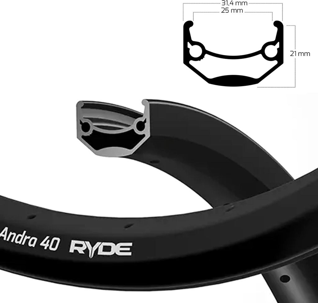 Ryde | Andra 40 in 20′′, 24′′, 26′′, 27,5′′ oder 28′′ für E-Bikes, Trekking und City-Bikes mit Scheiben- oder Felgenbremse, Schwarz E-Bike Pe...