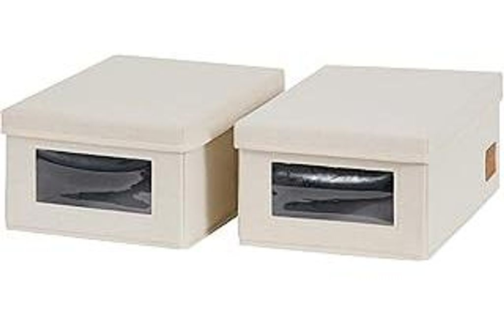 LOVE IT STORE IT Premium 2 Stück Schuhboxen stapelbar - Mit Sichtfenster - Schützt Schuhe vor Schmutz und Staub - 2er Set Schuhkartons - Beige - ...