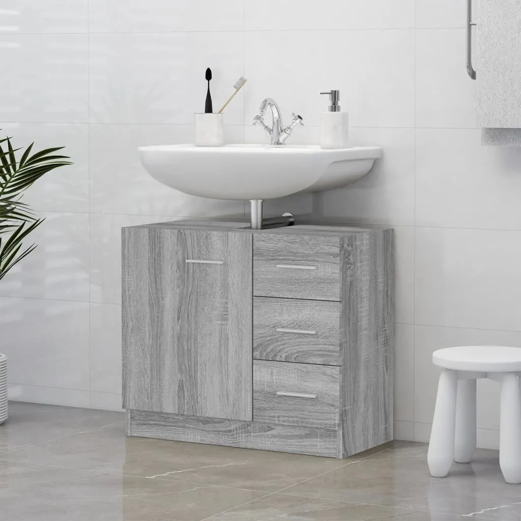 The Living Store Mobile lavabo Grigio Sonoma 63x30x54 cm Materiale legno