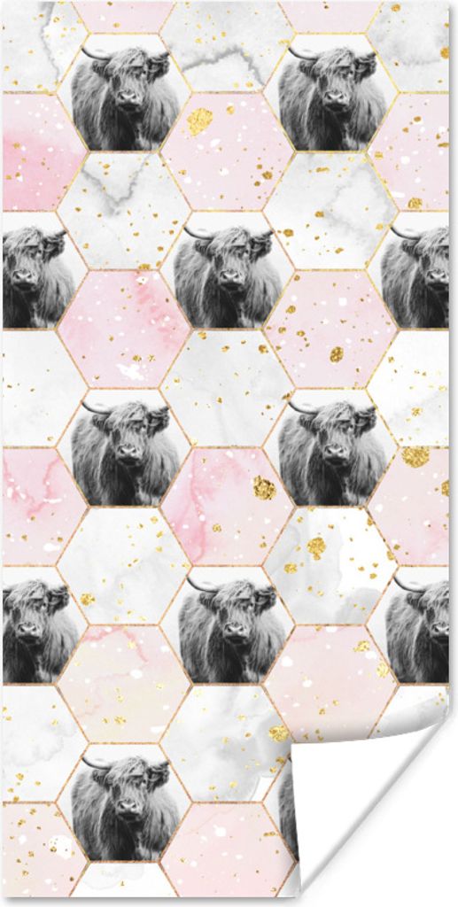 MuchoWow® Poster Schottischer Highlander - Muster - Gold Produktbild 