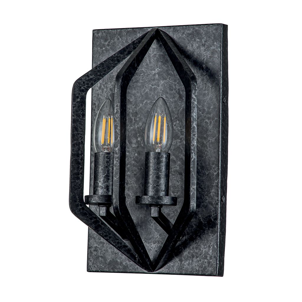 Nordische Industrie-Wandleuchte Vanguard Stahl schwarz antik 2 Lichter E14