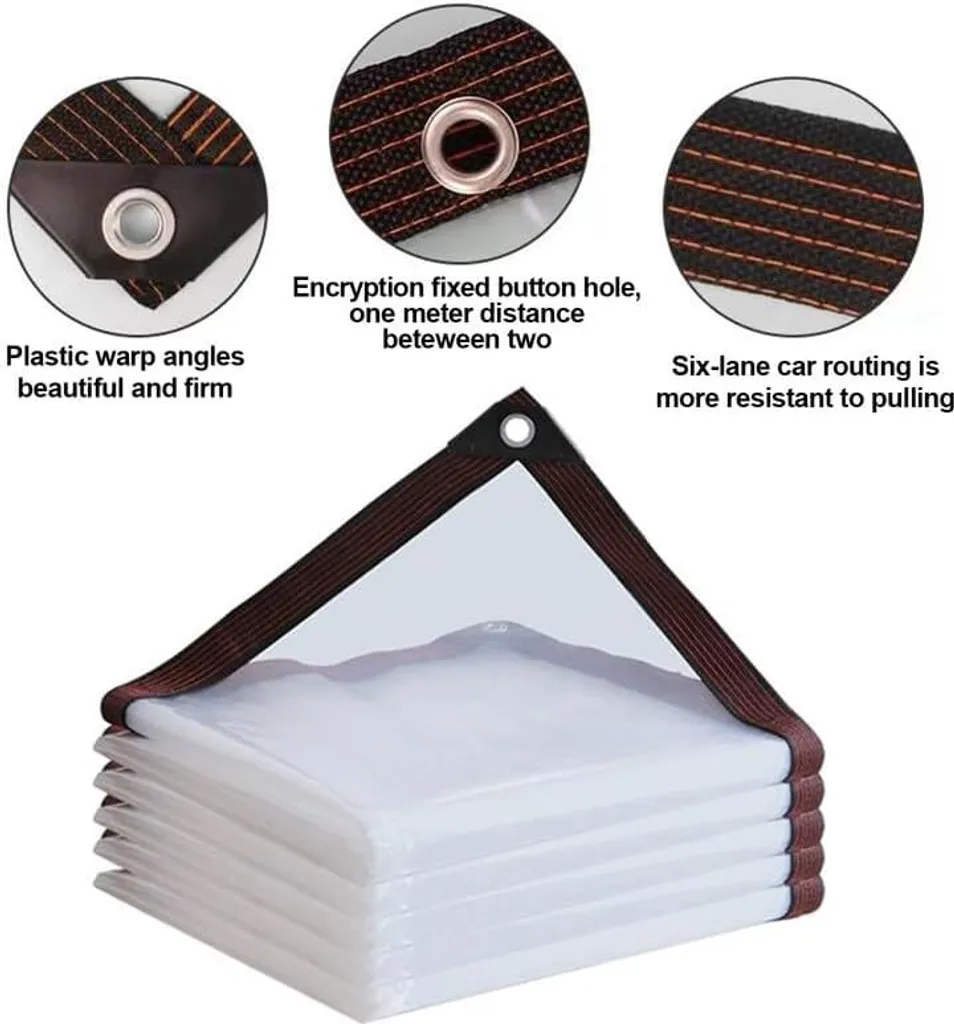 Bâche transparente étanche avec œillets 2mx4m pour jardin et balcon - 7