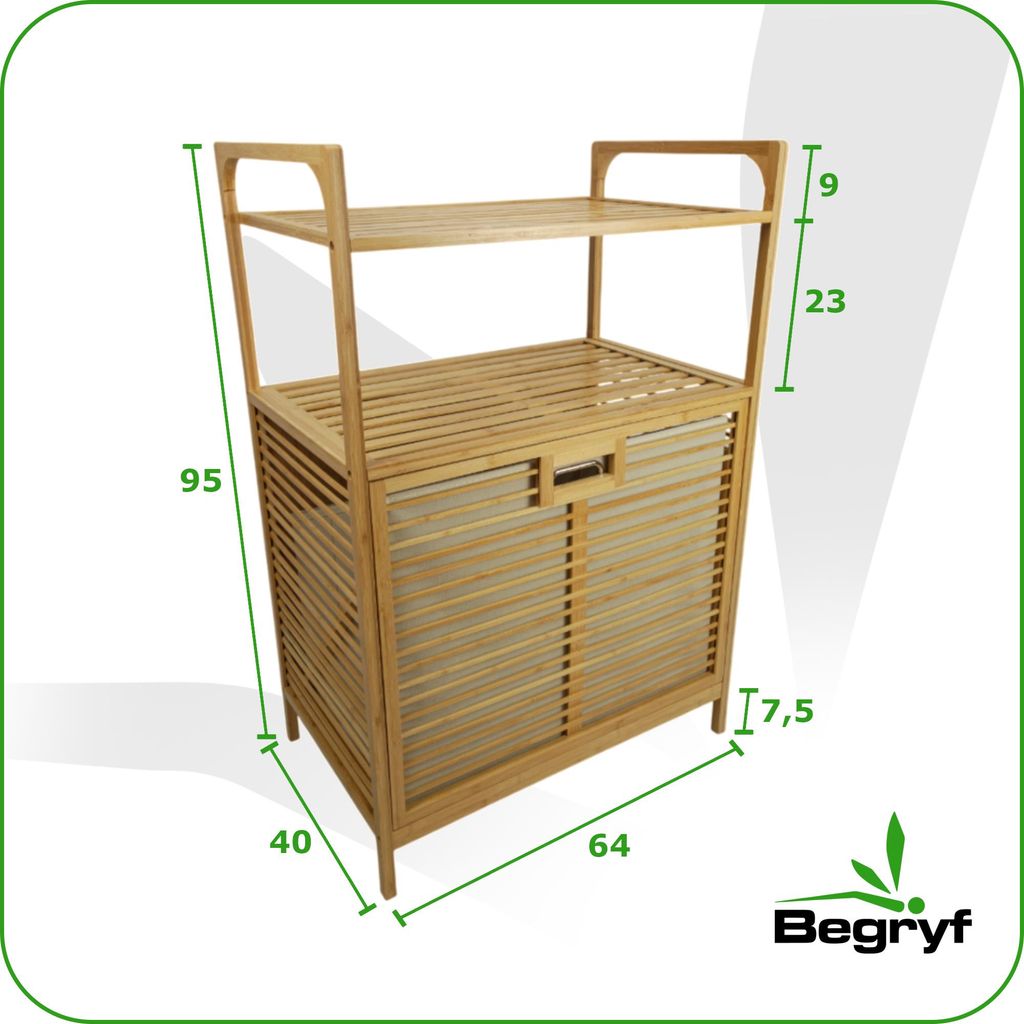 Wschekorb Bambus Naturfarben mit Ablage, Badregal mit