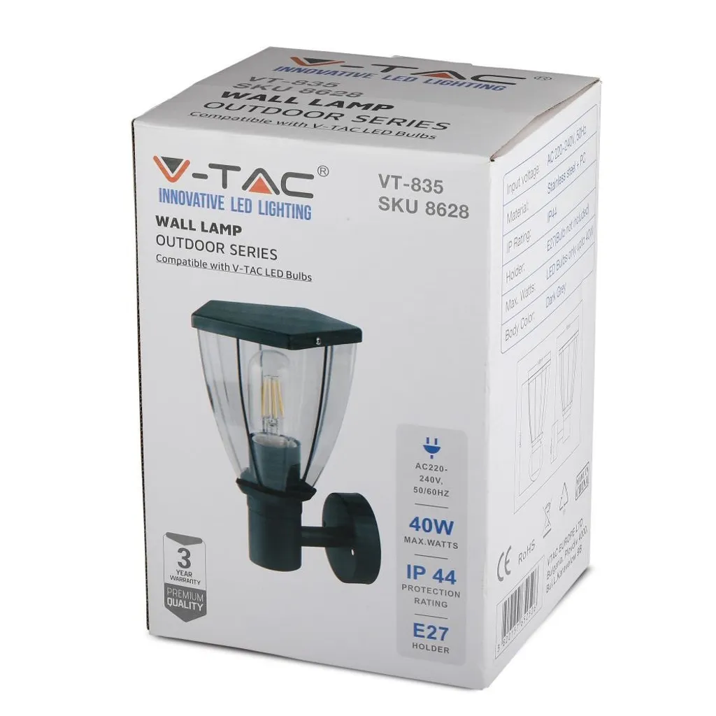Lampe de Façade Anti-Corrosion IP44 E27 - Solution Éclairage Up Grise - 6