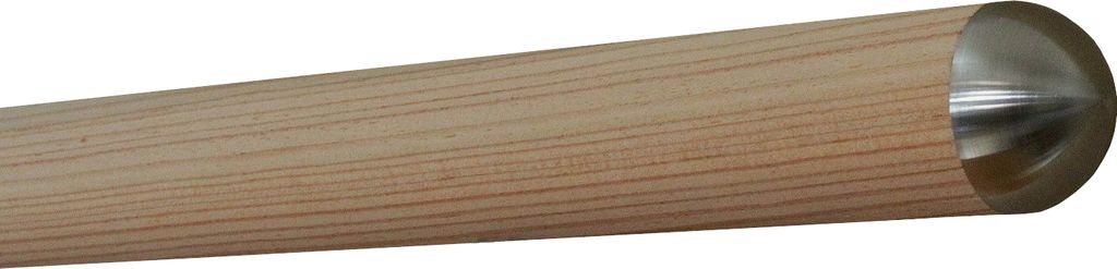 TIBU Lärche unbehandelt Handlauf Holz Ø 42 mm Geländer 0,3m - 5m, Länge 3,6 m und Enden halbrunde Edelstahlkappe ohne Halter