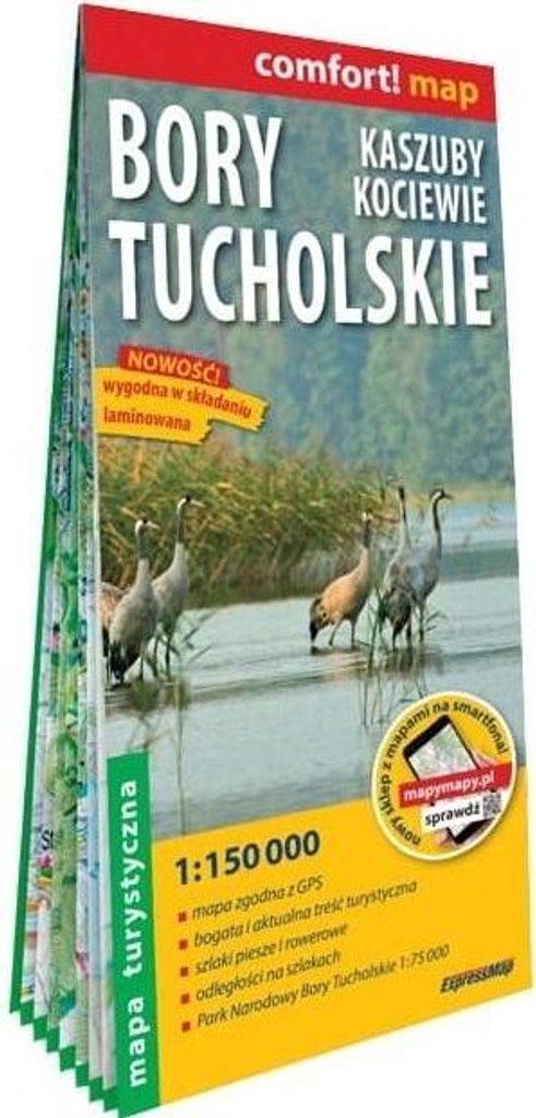 Bory Tucholskie Kaszuby Kociewie laminowana mapa turystyczna 1:150 000