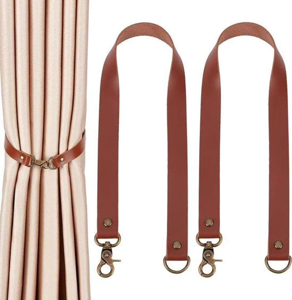 Tringles à rideaux décoratives aspect cuir marron pour un intérieur
