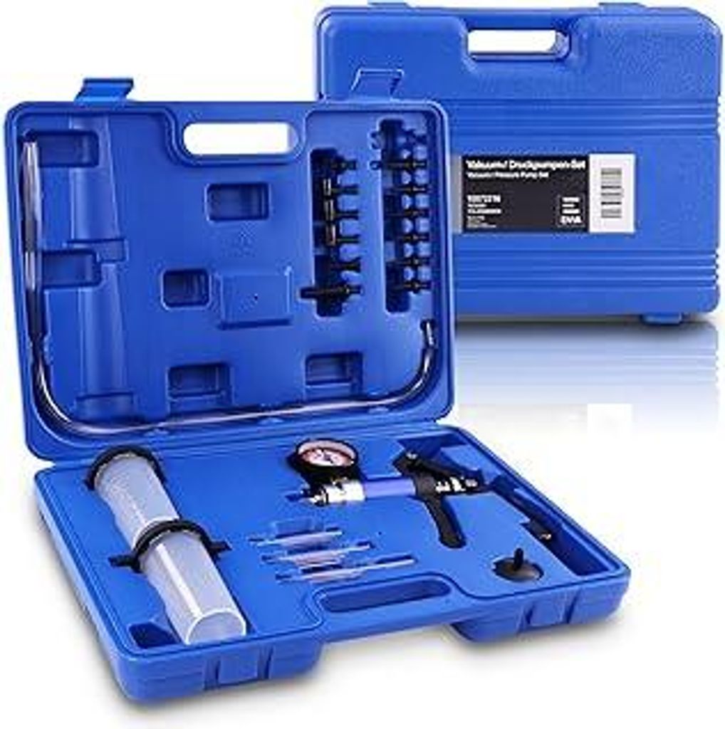 ENVA Großes 19t-lg Druckprüferset 0-3 bar KFZ Vakuumpumpe Universal Vakuumtester Druckpumpe Kfz Werkzeug Spezialwerkzeug Bremsenentlüftergerät ...