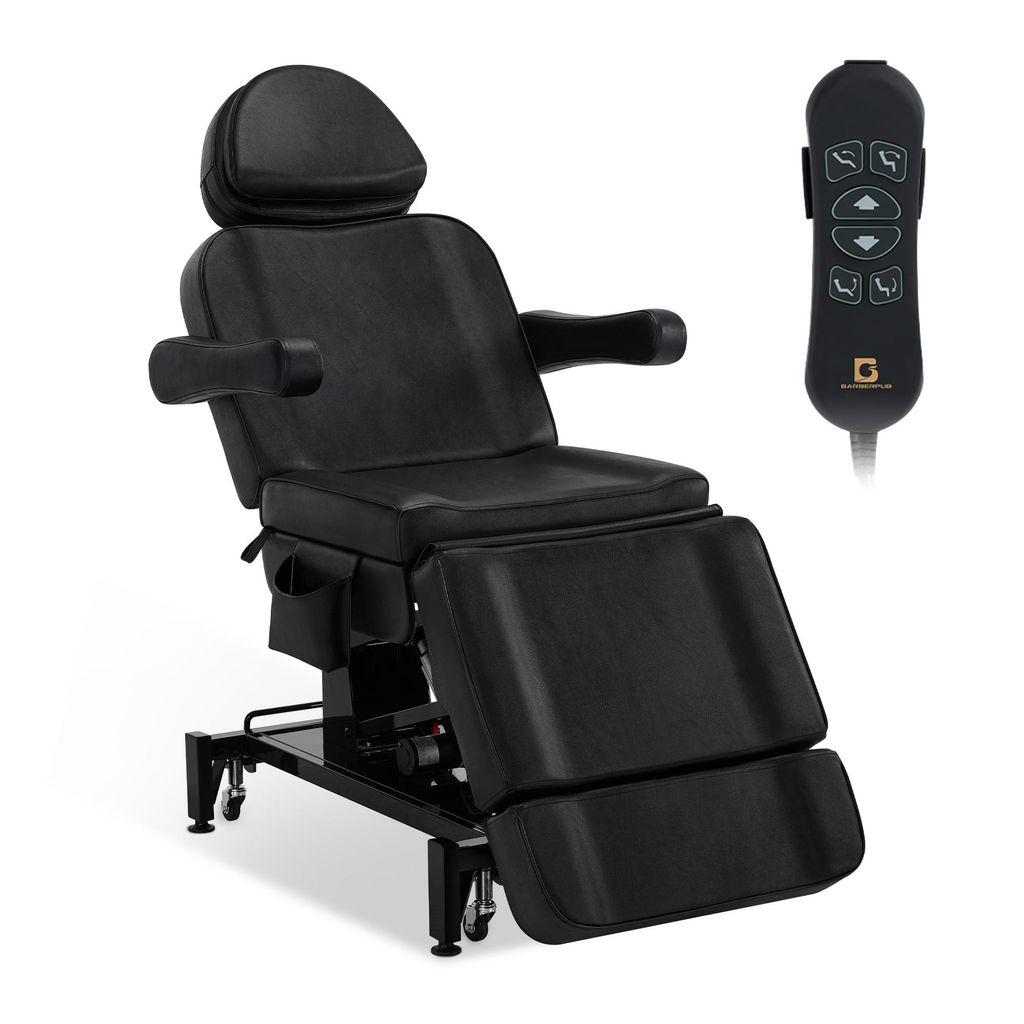 Kosmetikliege Elektrisch mit 3 Motoren & Rollen, Massageliege Klappbar, Höhenverstellbar, 180° drehbare Armlehnen 0754BK