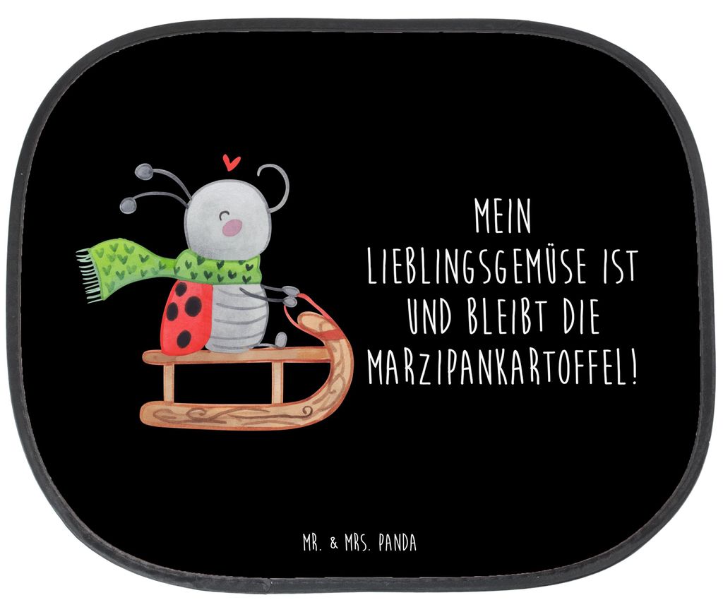 Mr. & Mrs. Panda Auto Sonnenblende Smörle Rodeln - Schwarz - Geschenk, Winter, Sonnenschutz Fürs, Pkw, Weihnachten, für Autoscheiben, Marzipan, ...