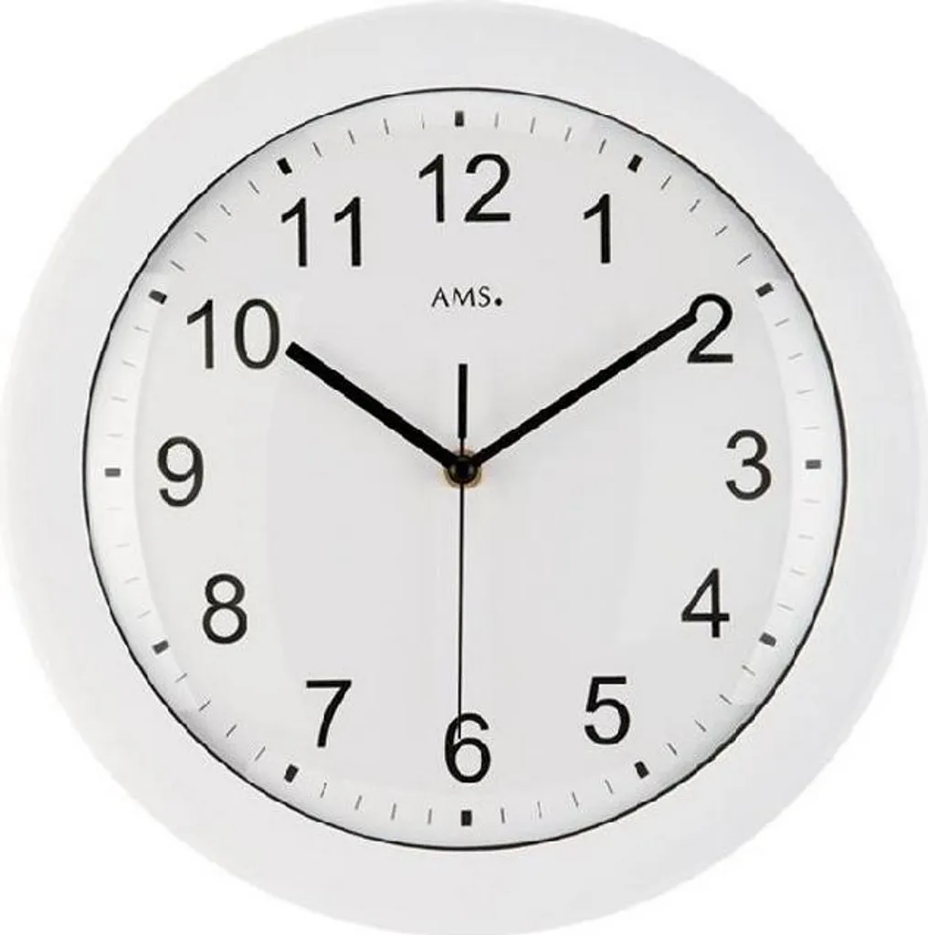 Horloge AMS 5934 Blanc avec cadran en verre minéral et trotteuse fluide