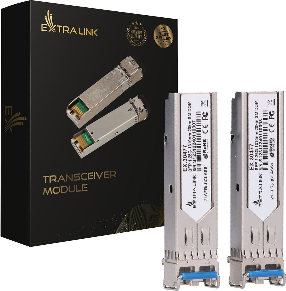 Extralink SFP 1.25G 2-Pack Moduł SFP 1,25Gbps, LC/UPC, 1310nm, 20km, Singlemode, DOM