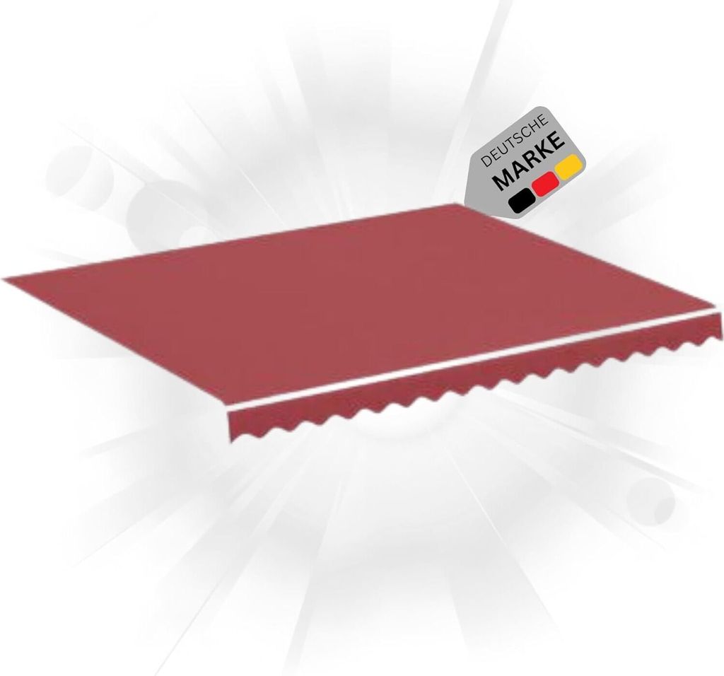 DELUKE Markisenbespannung Markisenstoff Wasserabweisend Reißfest | Rot, für 350x250cm Rahmen | Markise mit Volant Markisen Ersatzstoff Markisen...