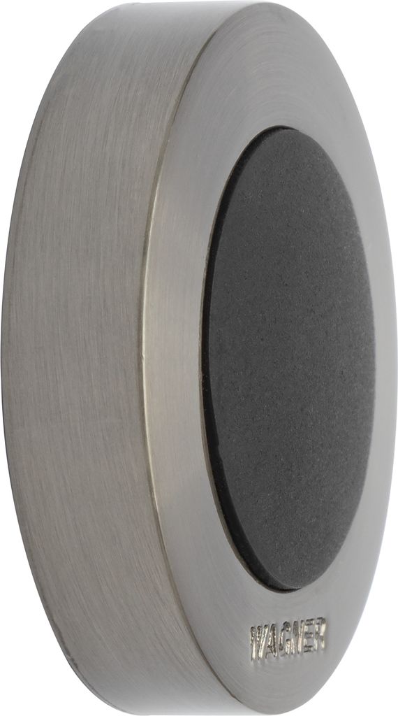 WAGNER Türstopper SCREW OR GLUE / Schrauben oder Kleben - Ø 40 x 10 mm, Metall Titanoptik, Kautschuk schwarz - 15513811