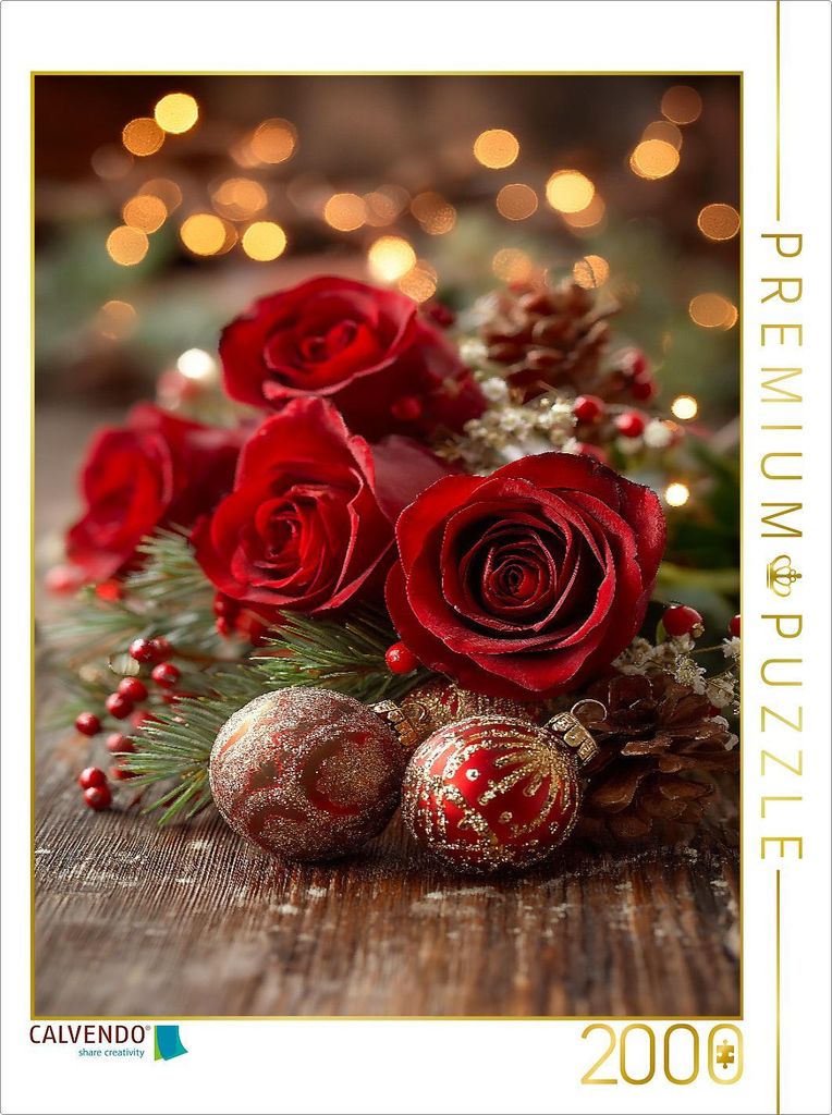 CALVENDO Puzzle Festliche Rosen zu Weihnachten | 2000 Teile Lege-Größe 90x67cm Foto-Puzzle für glückliche Stunden