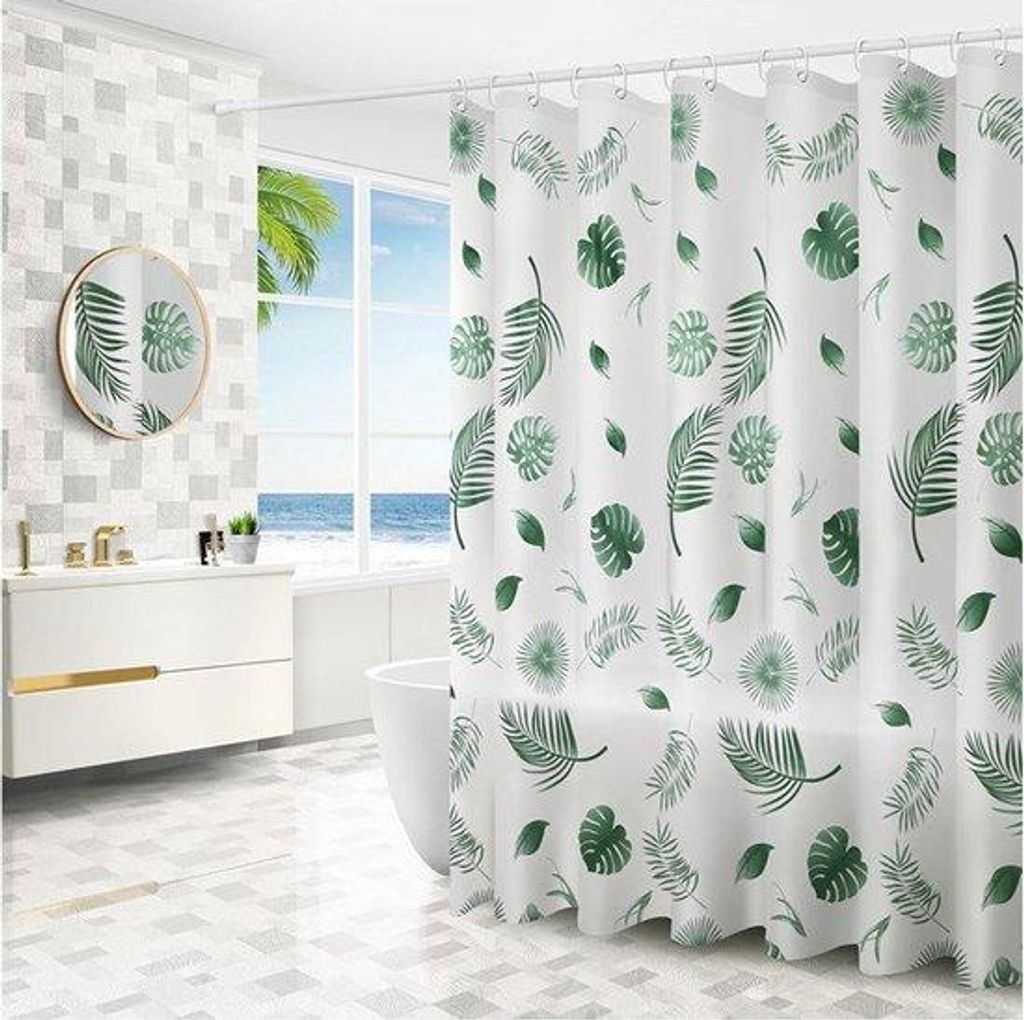 Textilische Duschvorhänge, 120 x 200 cm, schimmelresistent und waschbar, für Badezimmer und Dusche, mit 8 Duschvorhangringen.