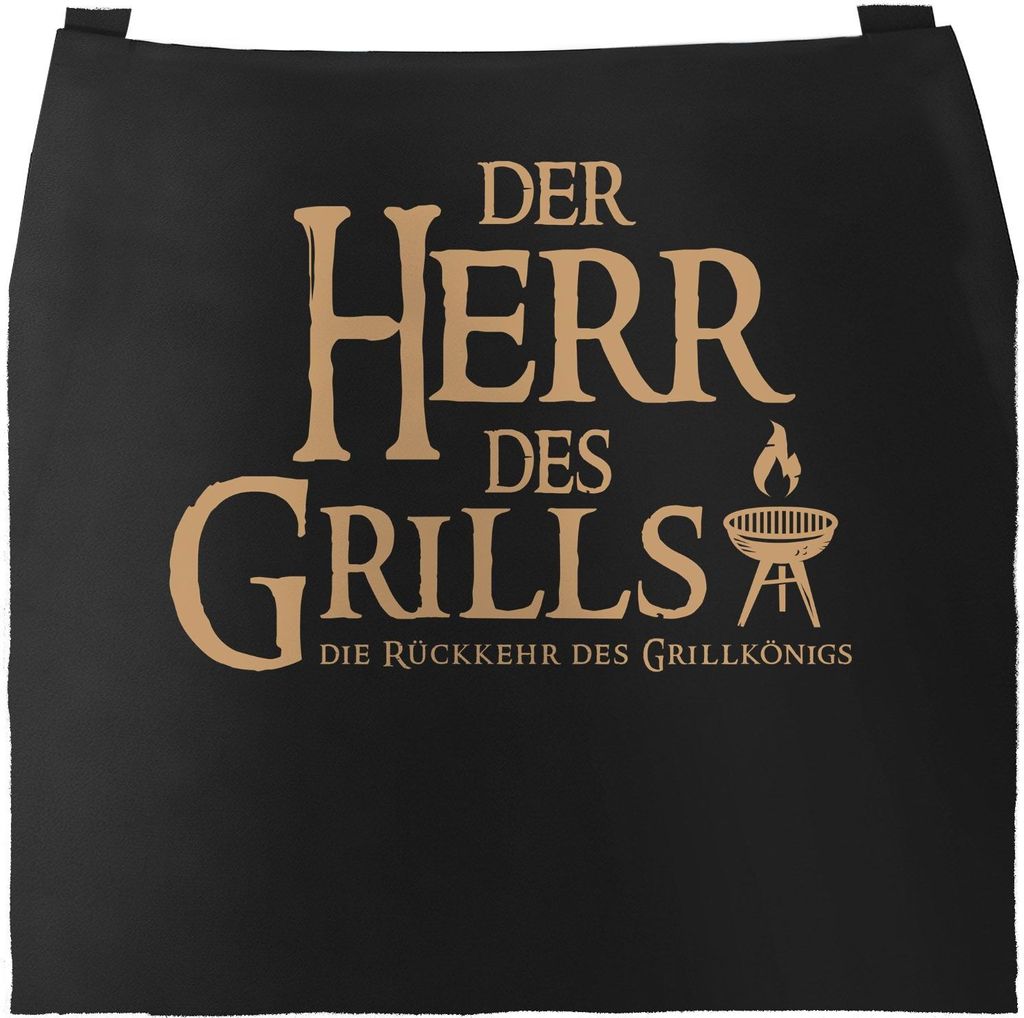 Grill-Schürze für Männer mit Spruch Der Herr des Grills Grillkönig Moonworks schwarz unisize