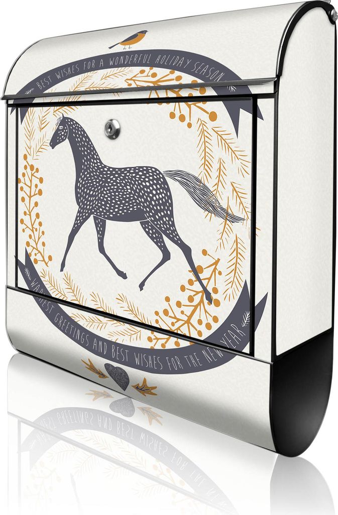 banjado Design Briefkasten Stahl schwarz mit Zeitungsfach Produktbild 