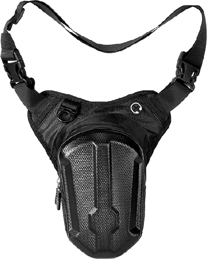 2-in-1 Oberschenkel- und Hüfttasche für Motorrad, Reiten, Wandern und Angeln - Schwarz