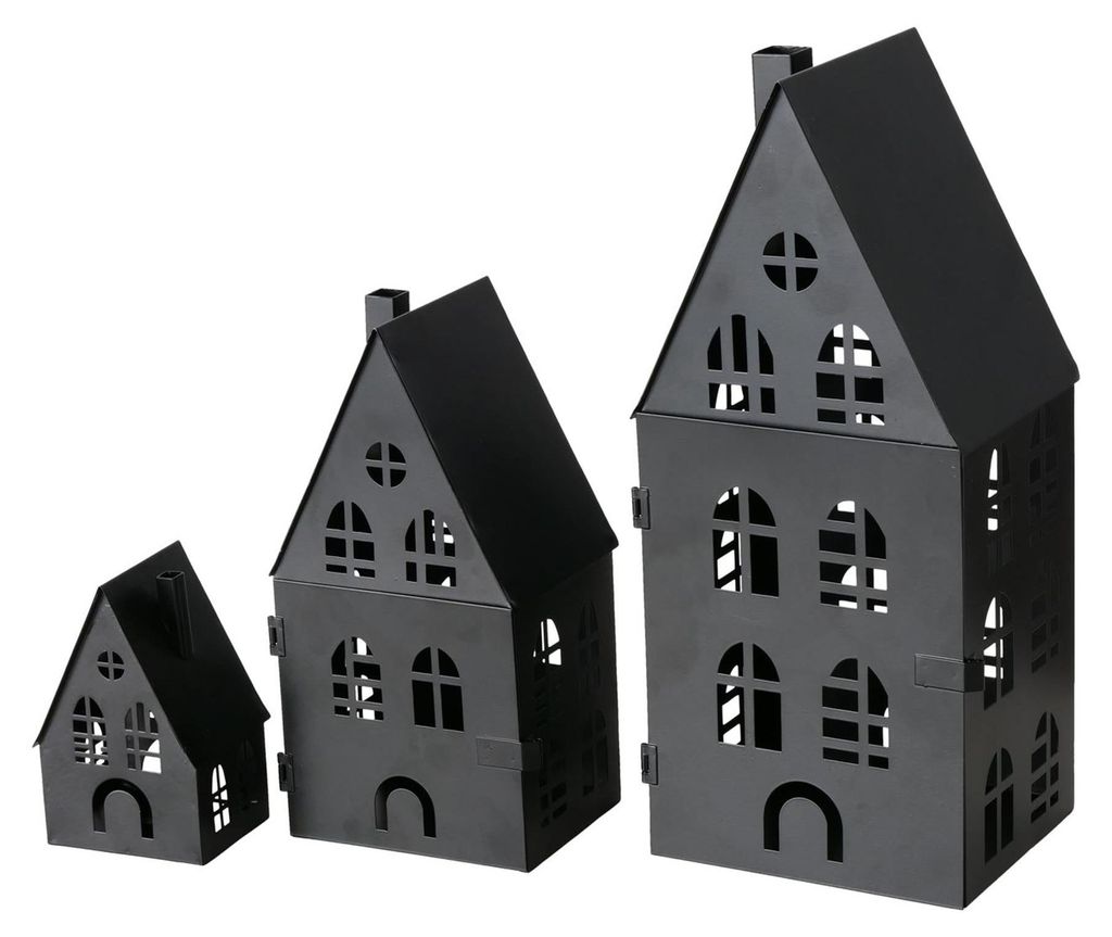 lanterne 3pcs DOVER noire en métal H13-35cm Maison Image du produit 