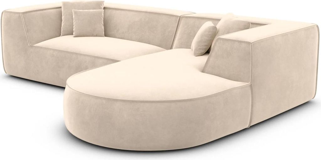 Samtstoff L-Form Sofa Liberia Creme Rechts