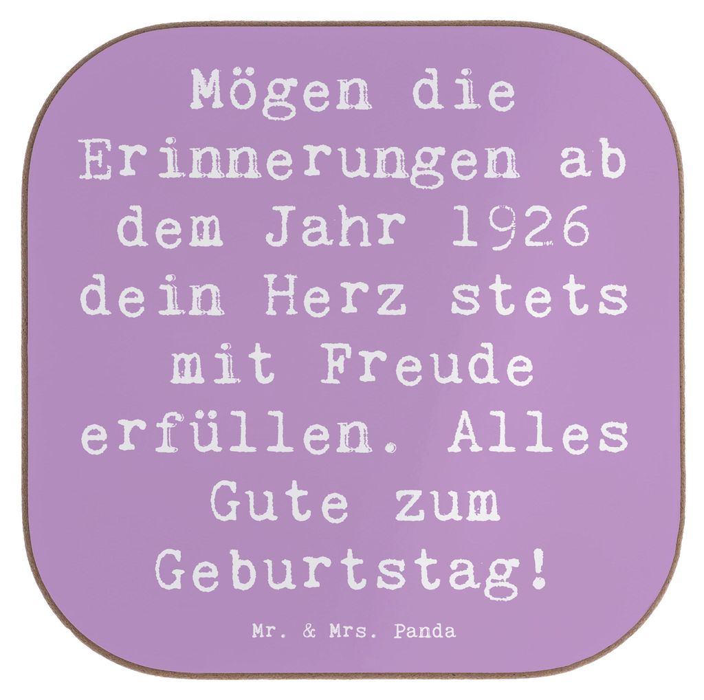 Mr. & Mrs. Panda Getränkeuntersetzer Spruch 1926 Geburtstag - Lavendeltraum - Geschenk, Happy Birthday, glanzvolle Tage, Tassenuntersetzer, gläse...