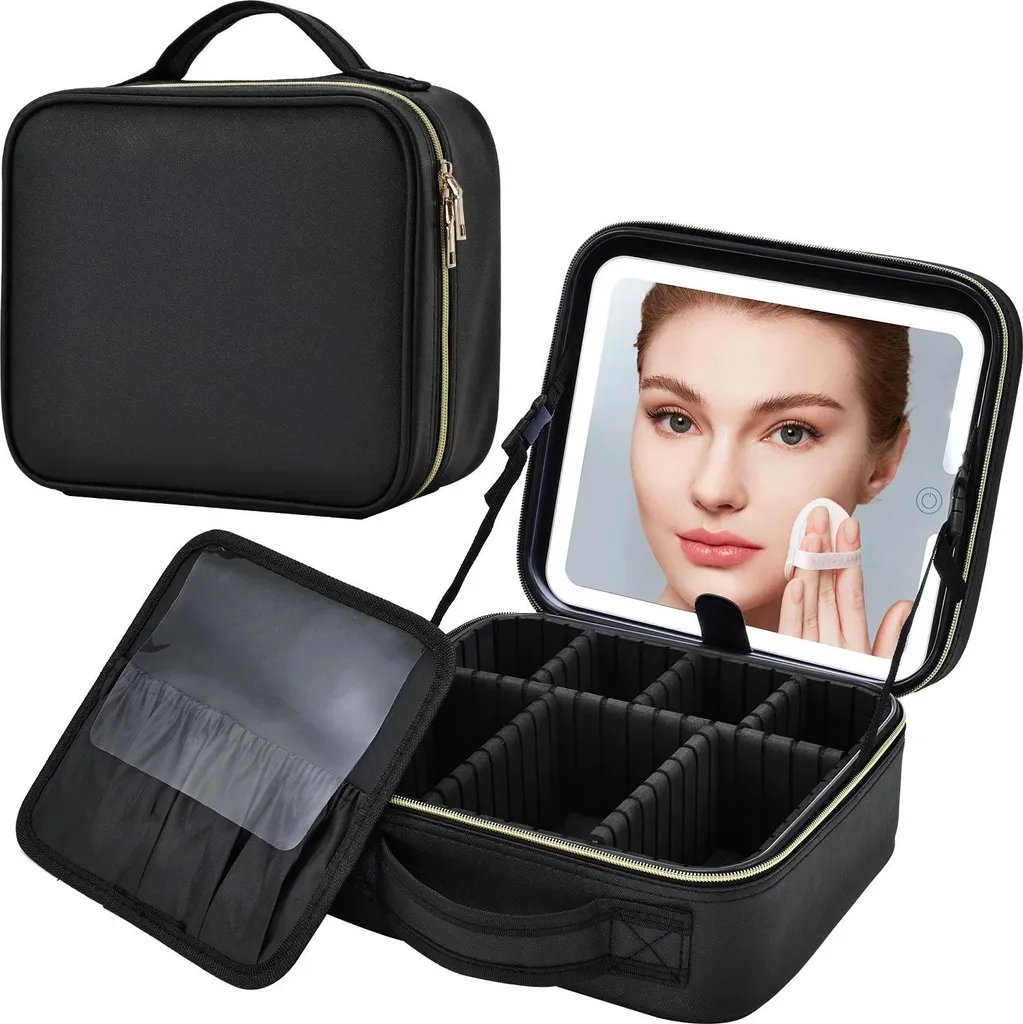 Sac de maquillage de voyage avec miroir LED pour un maquillage précis