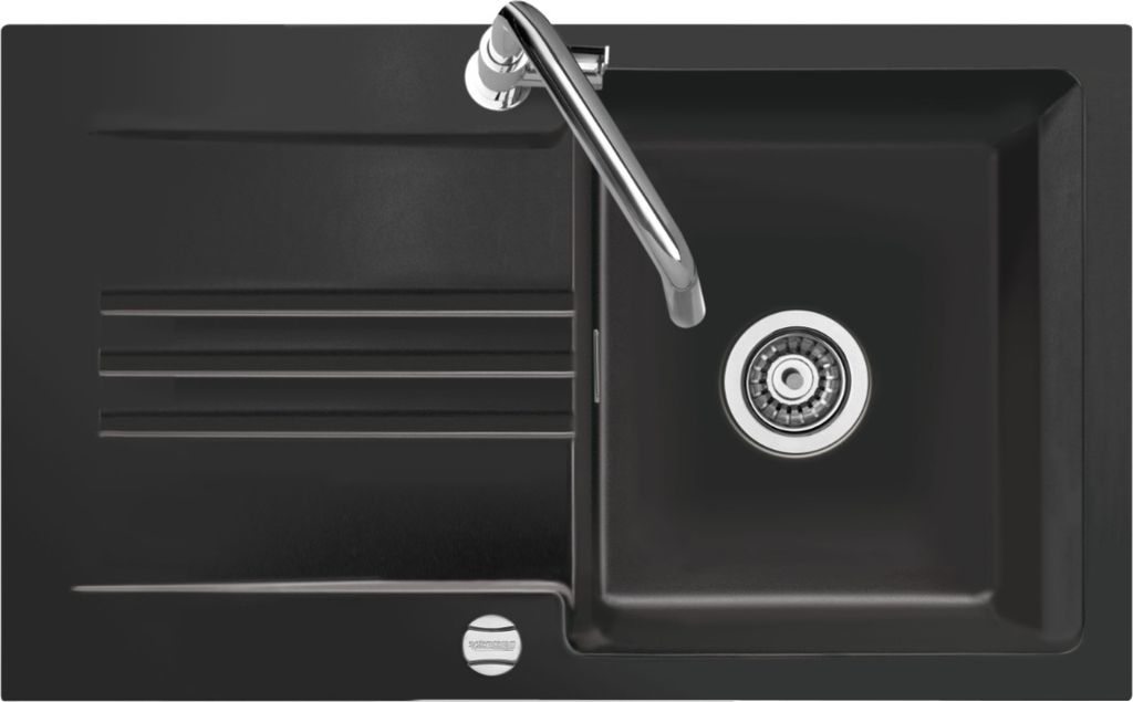 Auflagespüle KeraDomo KARA 85 in Nero mit Excenterbedienung