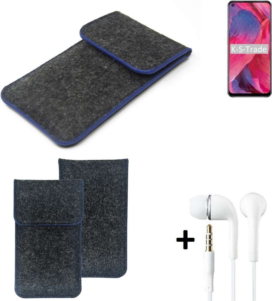 K-S-Trade Handy Schutz Hülle kompatibel mit Oppo A74 5G Schutzhülle Handyhülle Filztasche Pouch Tasche Case Sleeve Filzhülle dunkelgrau, blauer
