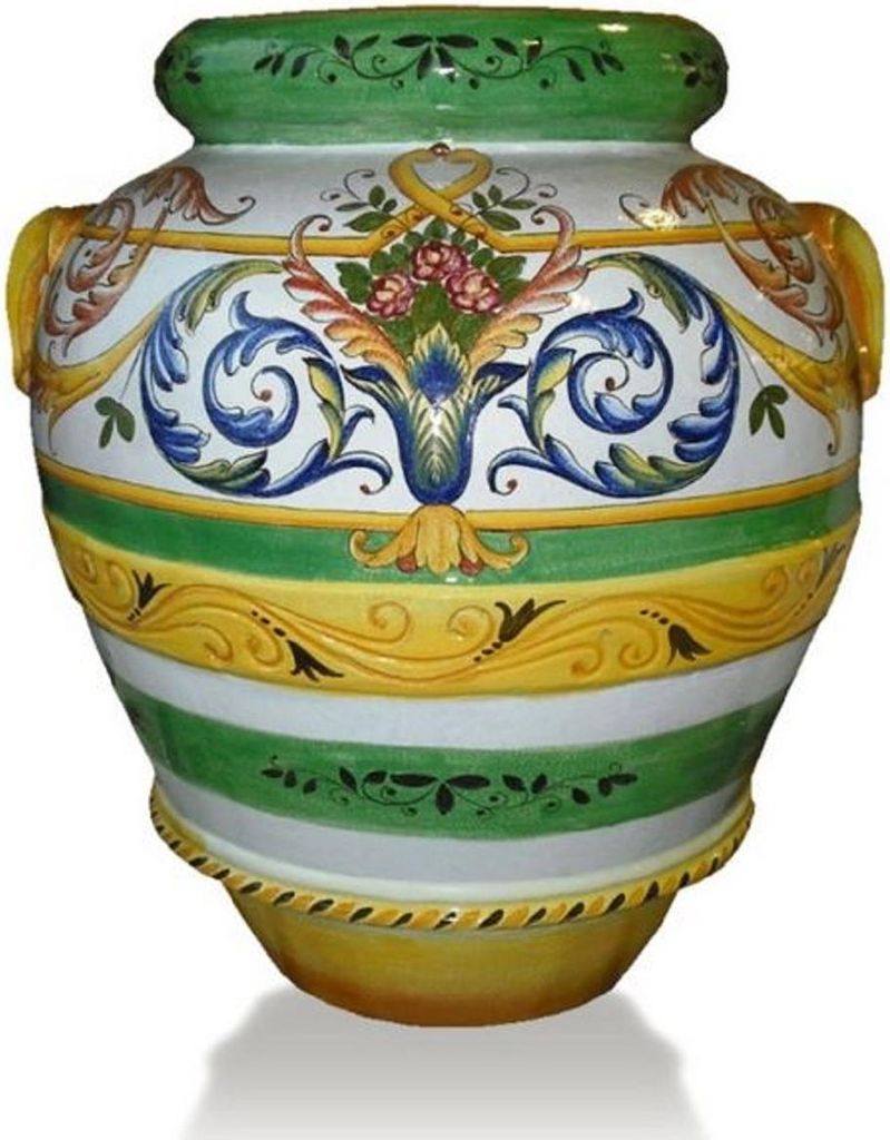Casa Padrino Luxus Barock Terracotta Vase Weiß / Bunt - Verschiedene Größen - Prunkvolle handgefertigte & handbemalte Blumenvase - Barock Deko A...