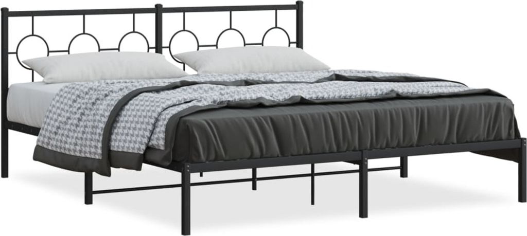 vidaXL Bettgestell mit Kopfteil Metall Schwarz 180x200 cm