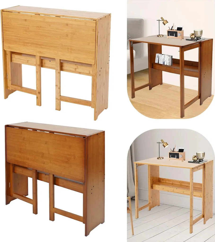 Table de lit pour ordinateur portable pliable jaune bambou gain de place