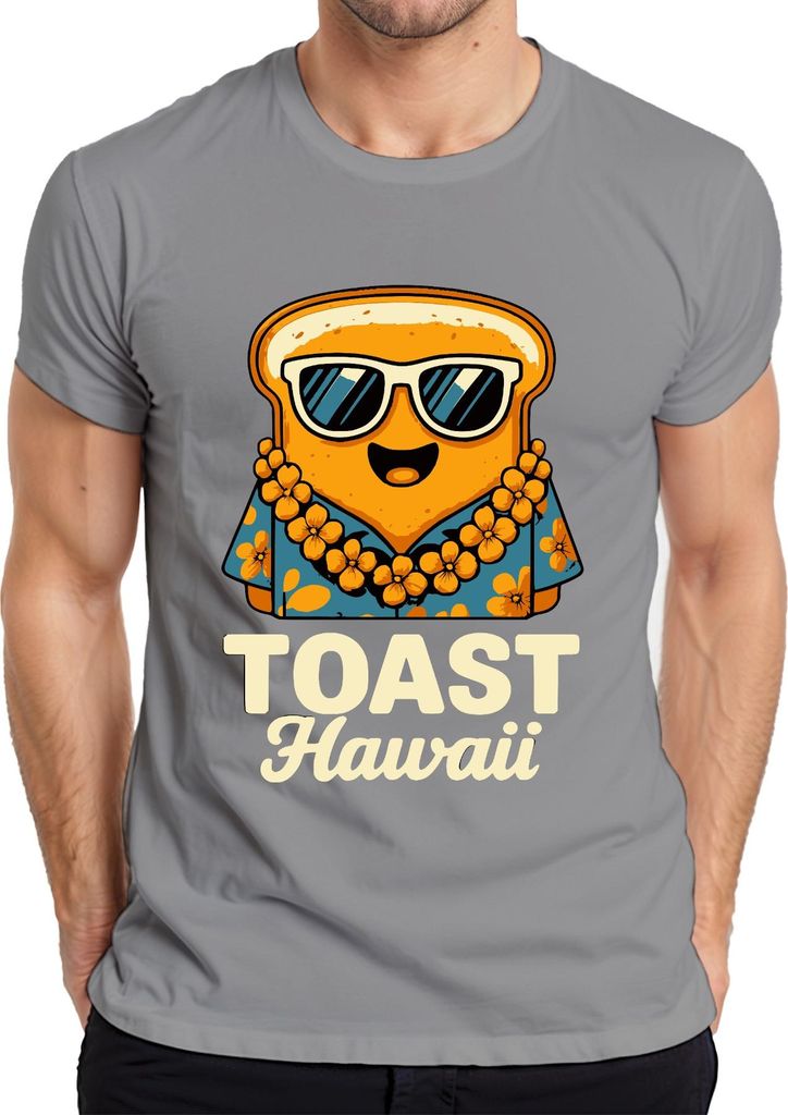 Toast Hawaii Aloha Urlaub Sommer Retro Vintage Lustig Niedlich Herren T-Shirt, Grau, 3XL