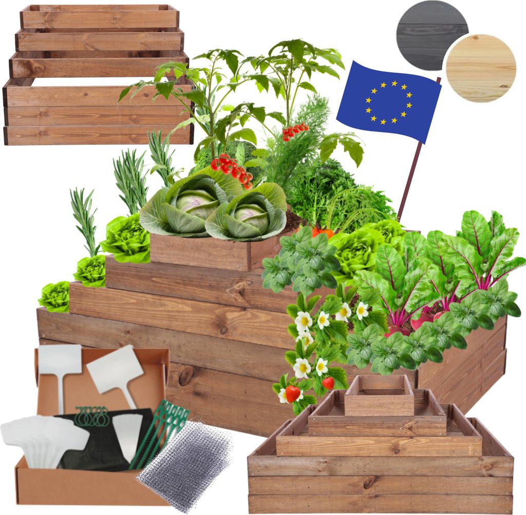 MODO24 Hochbeet Holz, Pflanzkasten, Massivholz, Kiefer, Kräuterbeet, Blumenkasten, Garten, Terrasse, 54x117x60 cm, Braun, ZP09