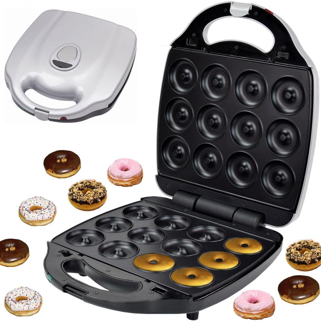 Syntrox Germany Donut Maker Groß 1400W Wechselplatten Antihaft Silber