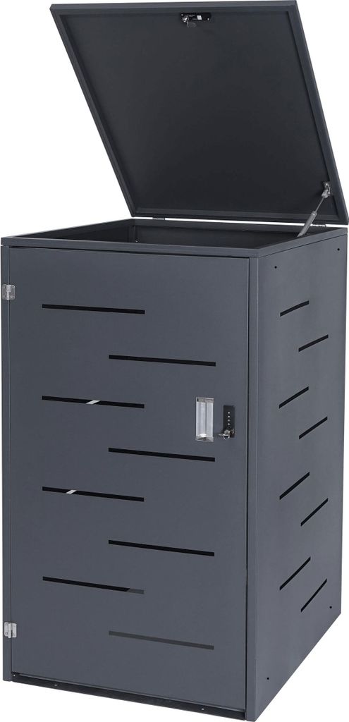 Mülltonnenverkleidung HWC-E83, Mülltonnenbox Mülltonnenabdeckung, erweiterbar 117x66x80cm anthrazit, Stahl 33kg