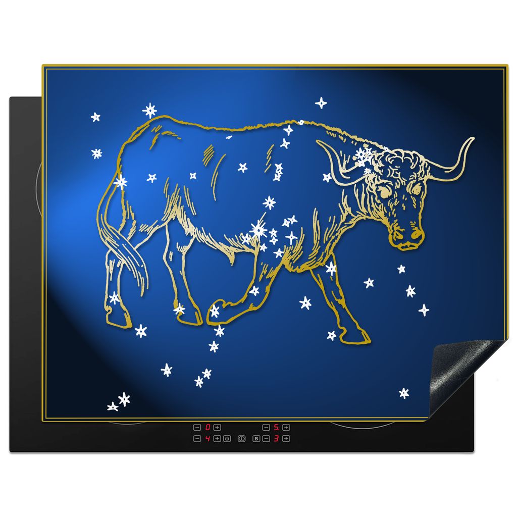 KitchenYeah Herdabdeckplatte Sternbild - Stier - Sterne , 77x59cm, Küche Deko, Glaskeramikkochfeld Herdabdeckung, Abdeckplatte fùr Kochfeld