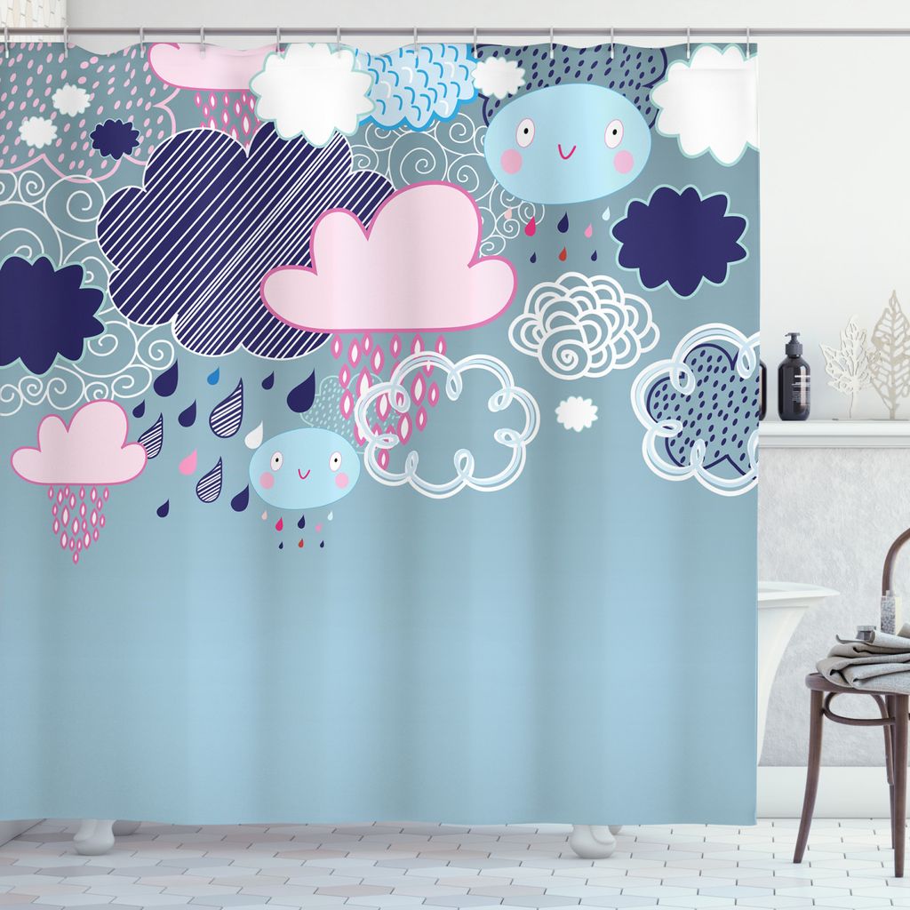 ABAKUHAUS Blau Duschvorhang, Regentropfen im Wasser Herbst, Wasser Blickdicht inkl.12 Ringe Langhaltig Bakterie und Schimmel Resistent, 175 x 200 c...