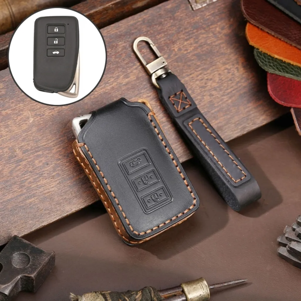 Per Lexus 3-Button Hallmo auto Kowhide pelle chiave protettiva Cover Key Case (nero)