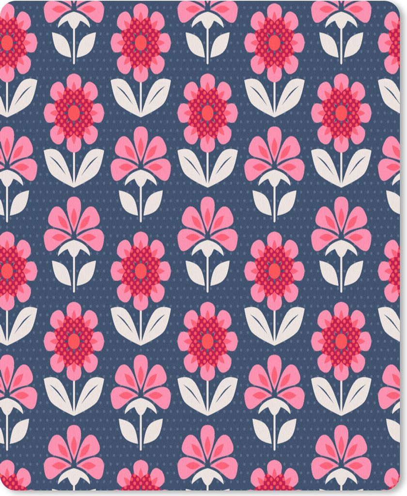 MuchoWow Mauspad Mousepad Blumen - Muster - Rot 30x40 cm - Mousepads - Maus Mat - Pad - Mausunterlage - Mausmatten
