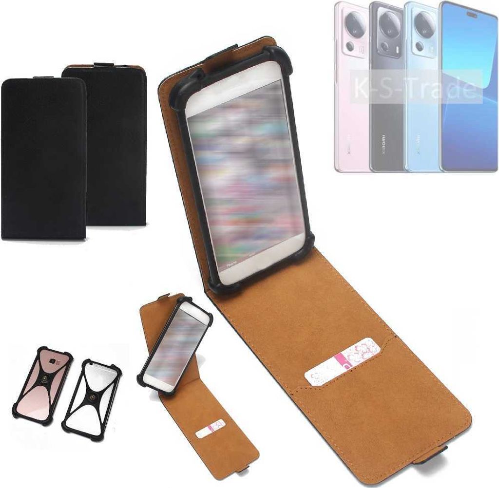 K-S-Trade Handyhülle Schutzhülle kompatibel mit Xiaomi 13 Lite Hülle Case Cover Flip Style Bumper schwarz 1x
