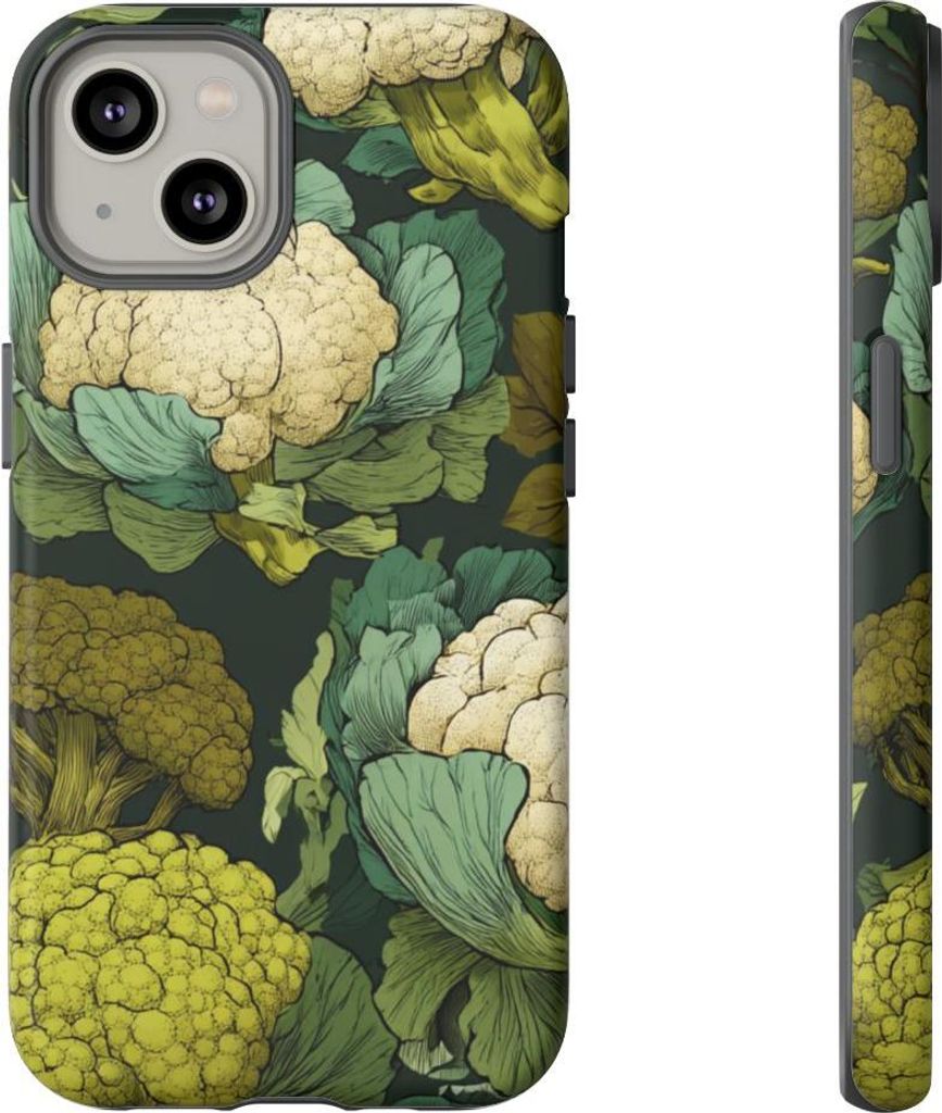Handgezeichnetes Brokkoli- und Blumenkohlmuster – Hülle Kompatibel mit iPhone 14