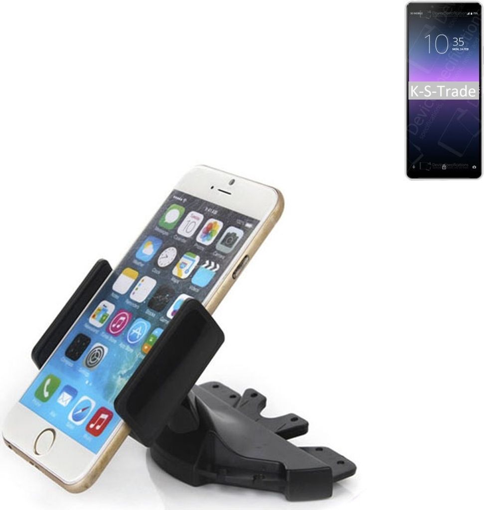 K-S-Trade CD Schlitz Halterung kompatibel mit Sony Xperia 10 II Autohalterung KFZ-Halter Radio Handy Halterung 360° drehbar schwarz