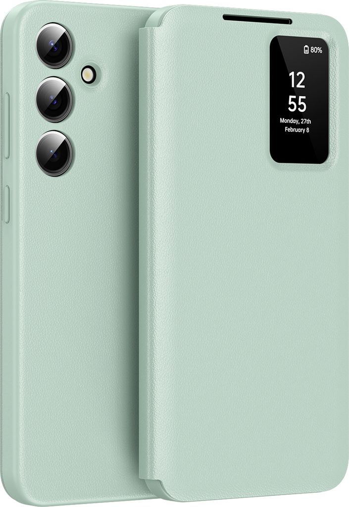 Leder Flip Case für Samsung Galaxy S25, Smart View Fenster Produktbild 