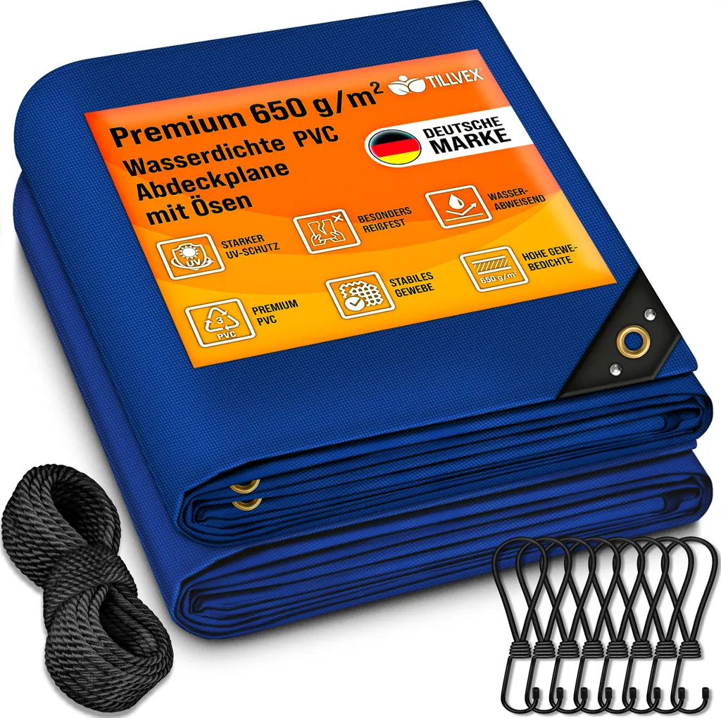 Telone in PVC Professionale tillvex 3x6m 650g/m² Impermeabile Blu