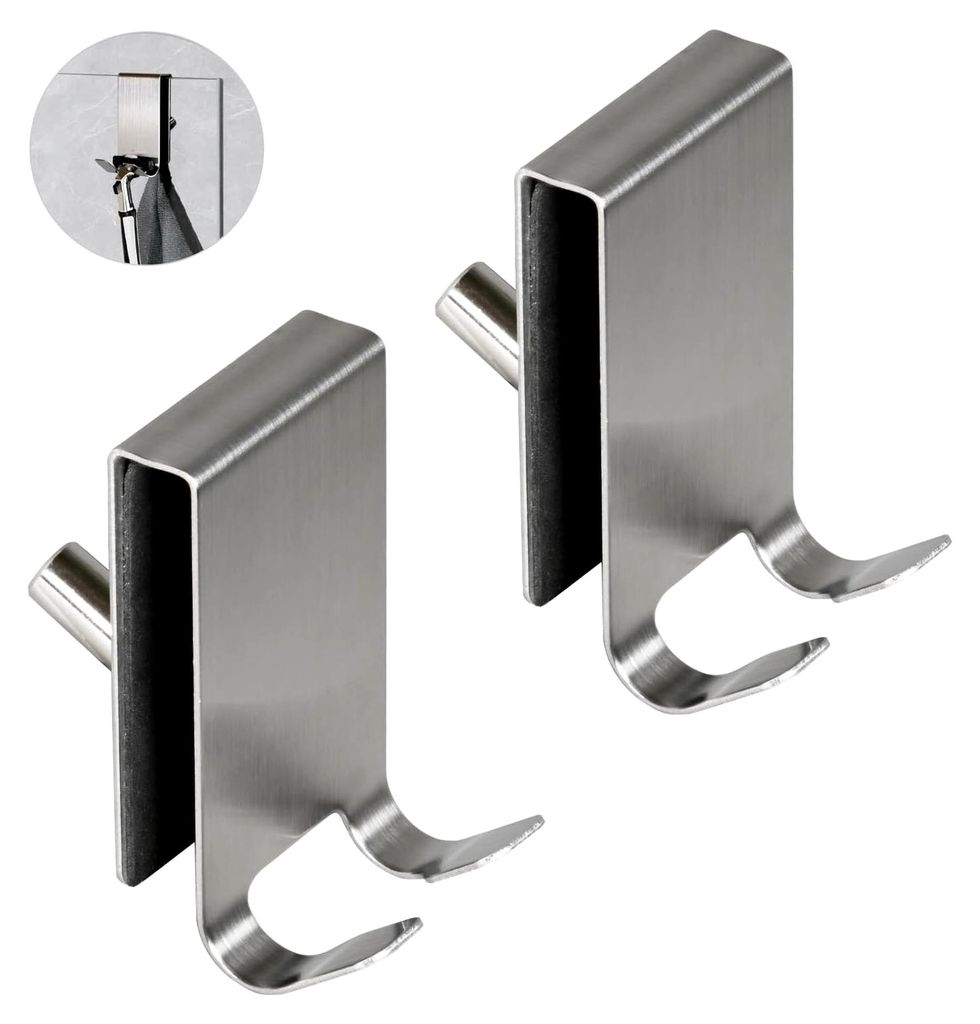 2 Stück Handtuchhalter für die Dusche an der Glaswand, Doppelseitige Duschhaken mit EVA-Pad, Edelstahlhaken für Duschwände, Badezimmer für rah...