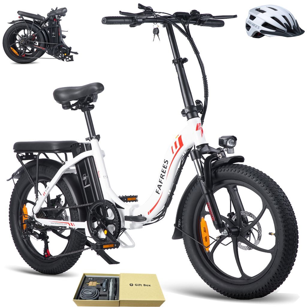 Elektrofahrrad 20 zoll Rostfreie Aluminiumlegierung 36 V 18 Ah 648 Wh bis zu 100 - 130 km Wasserdicht IP54 Pedelec klapprad 7 Gang, Weiß